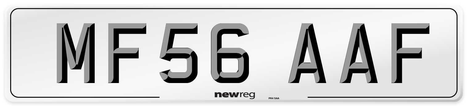 MF56 AAF Number Plate from New Reg
